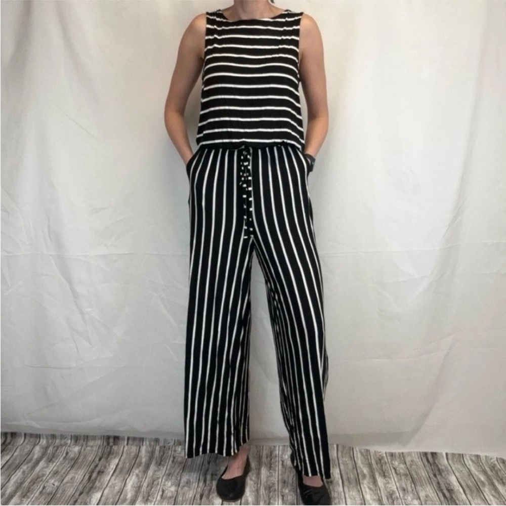 Black and White Striped Jumpsuit